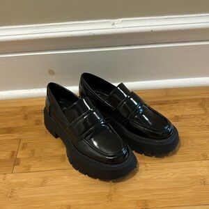 Zara patent leather platform loafers